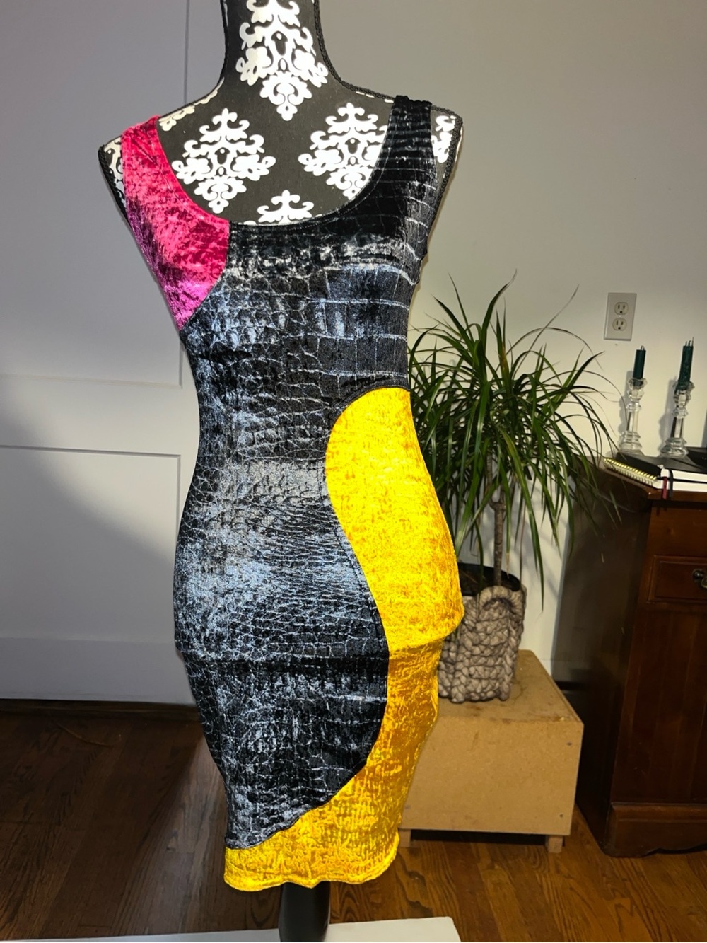 Vintage Christian Lacroix Paris Runway Velvet Color-Block Dress – Archival 6083